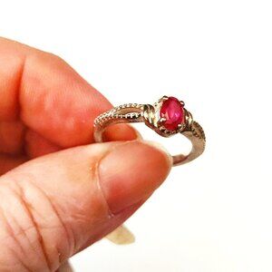 Sterling silver and GENUINE ruby ring